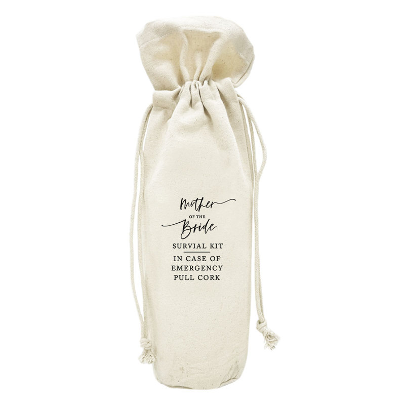 Sac de vin Mother Of The Bride Survival Kit, housse de bouteille de vin amusante, sac de vin en toile de mariage, paquet de 1