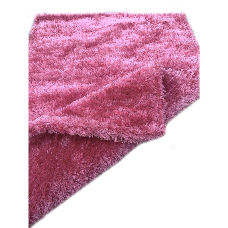 Tapis à poils longs rose clair et réversible de couleur unie à poils longs 2 pi x 5 pi