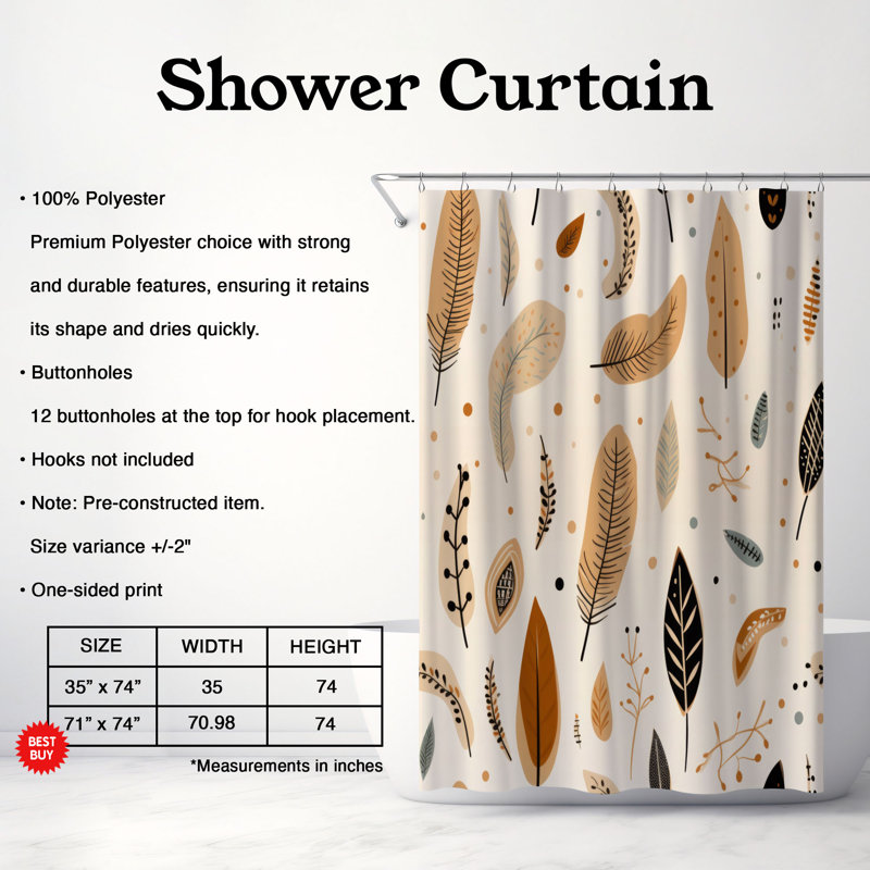 Rideau de douche Boho Harmony - Premium, H 74 po x l 71 po