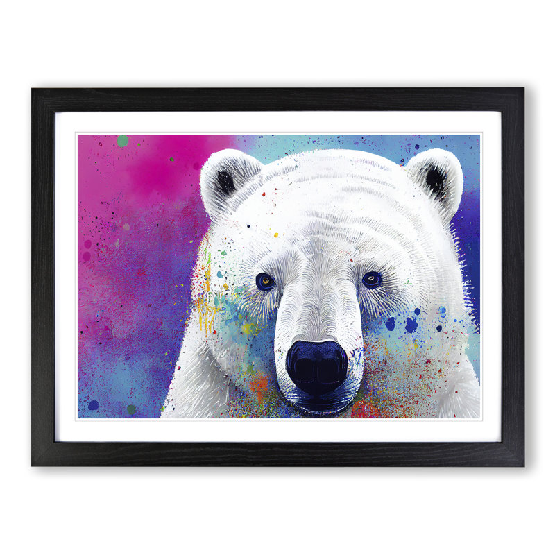 Polar Bear Splash Vol.1 Abstract - Single Picture Frame Painting, 46cm H x 64cm W x 2cm D, Black