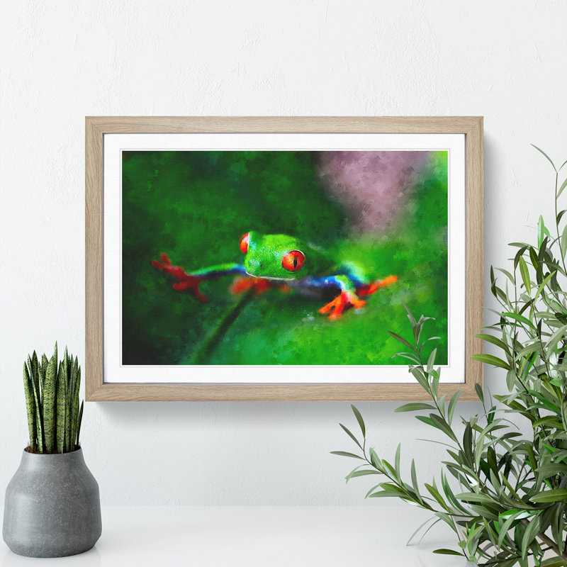 Tree Frog Vol.1 - Picture Frame Graphic Art, Oak, 27cm H x 36cm W x 2cm D