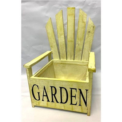 Antique Yellow Wooden Chair Planter