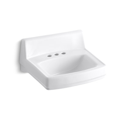 Lavabo de salle de bain mural rectangulaire en porcelaine vitreuse avec trop-plein Greenwich