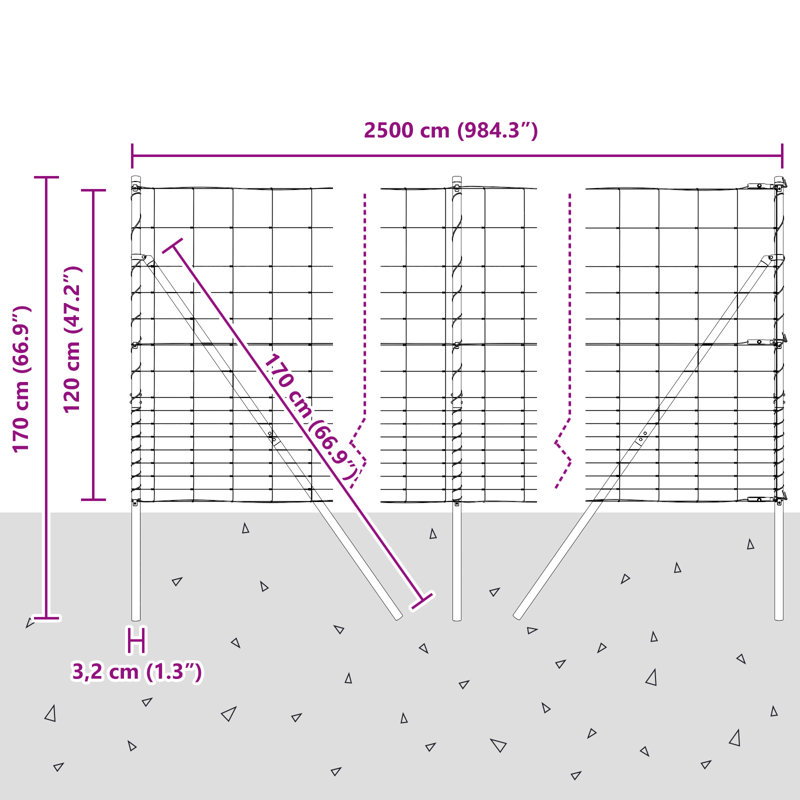 Galvanised Steel Fence Panels, 120cm H x 2500cm W