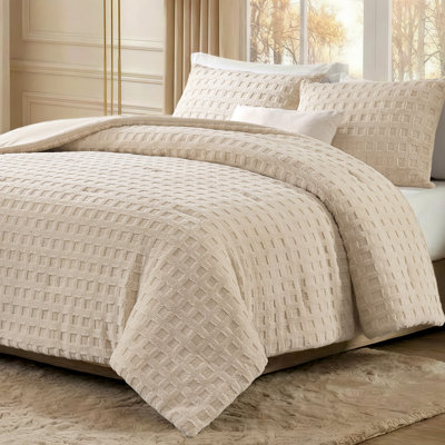 Ensemble d'édredon gaufré moelleux pour l'hiver, kaki