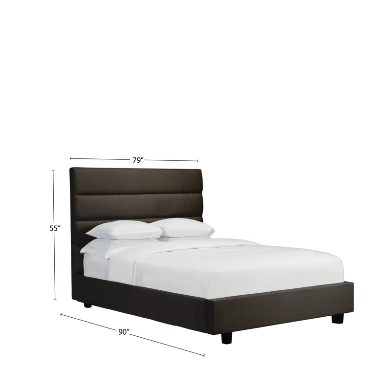 Lit plateforme tapissier capitonné Straughter, Très grand, Cuir - Espresso