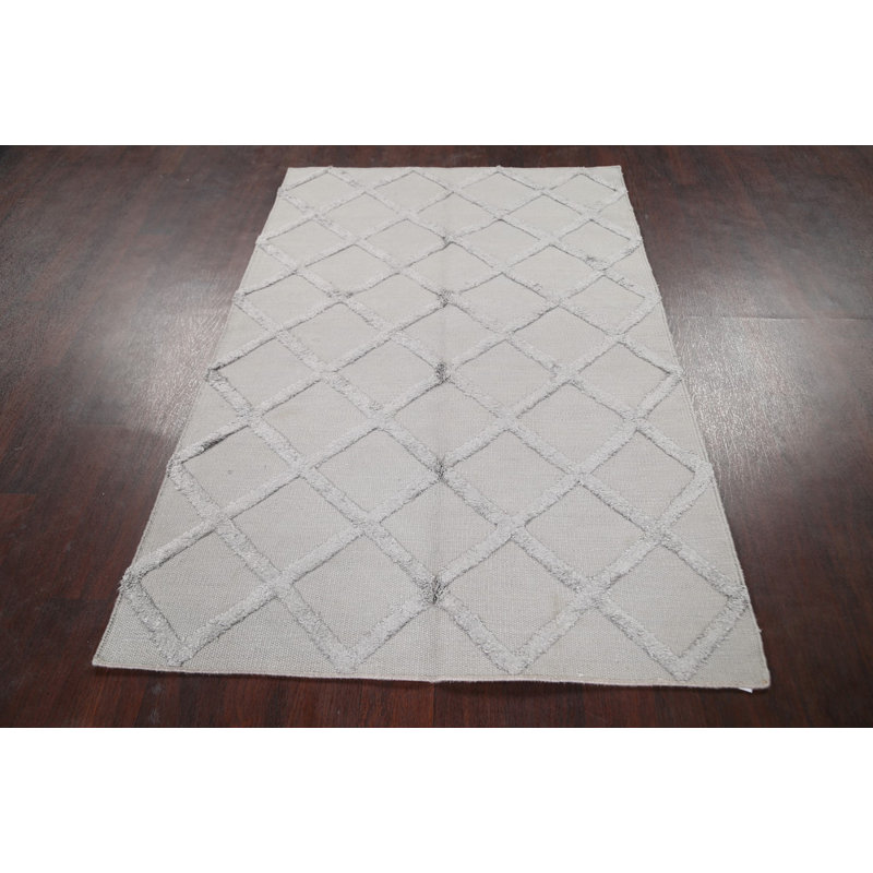 Wool and Viscose Geometric Indoor Rug