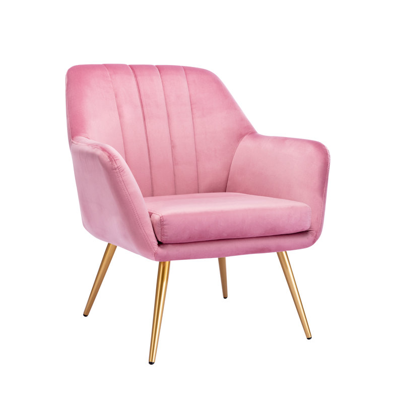 41.4cm H Velvet Upholstered Armchair, Pink