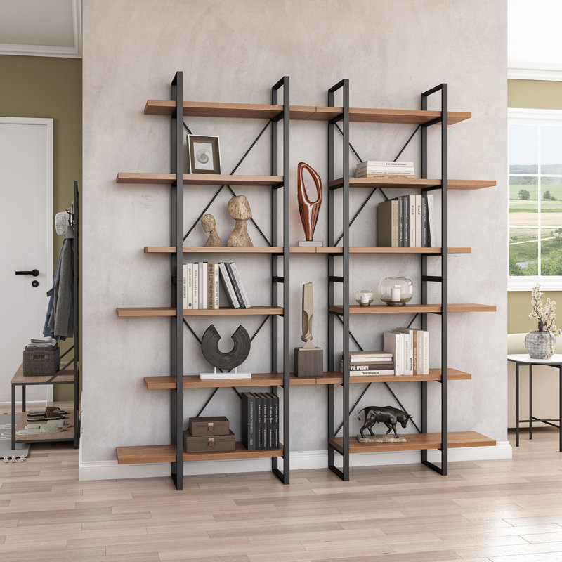 Starlah Etagere Bookcase, Dark Walnut, 86" H x 82.6" W x 12.5" D