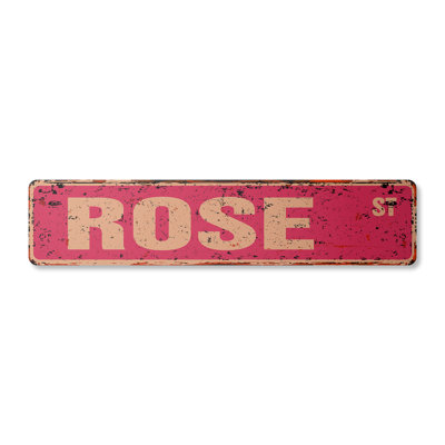 Rose Street Sign Aluminum 4" X 18"
