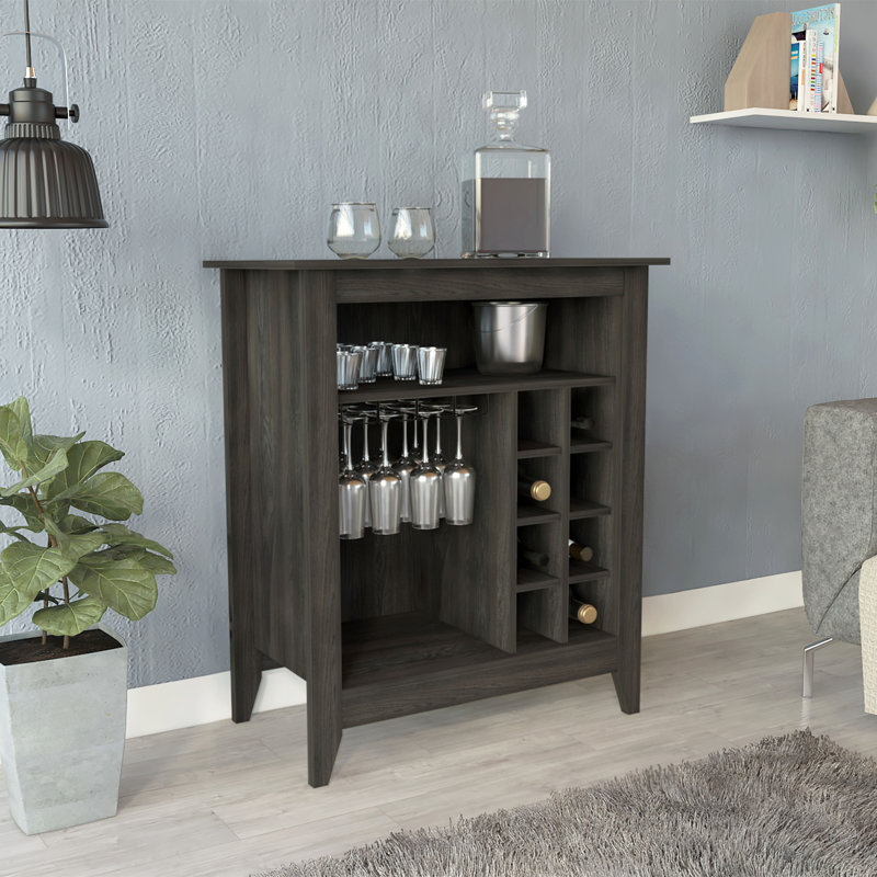 Bar espresso avec support à vin, tiroir et tablette ouverte | Idée de cadeau