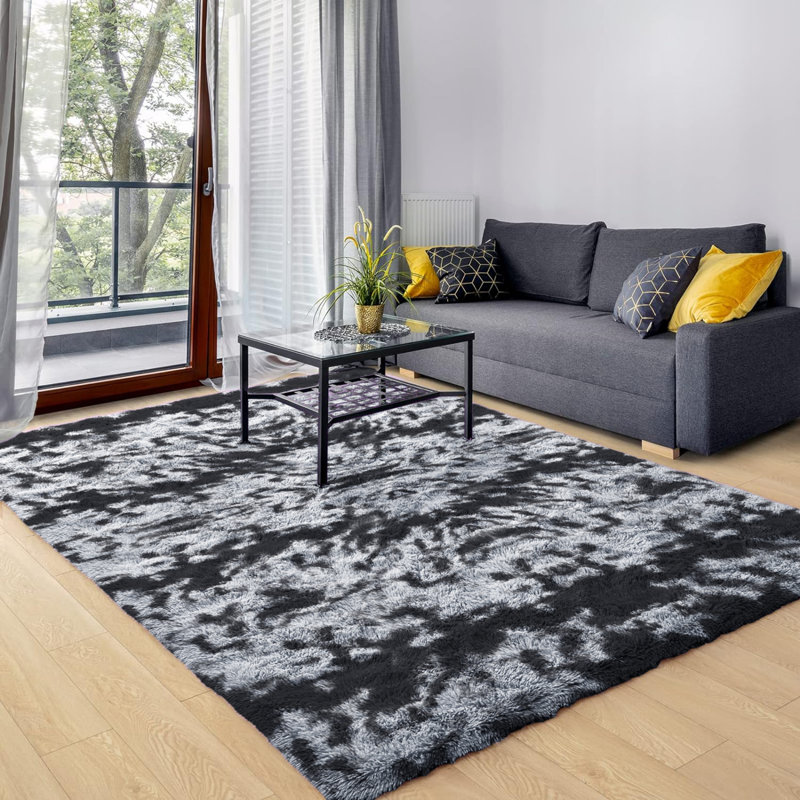 Glenarm Abstract Shag Area Rug, Rectangle 6'56" x 9'51"