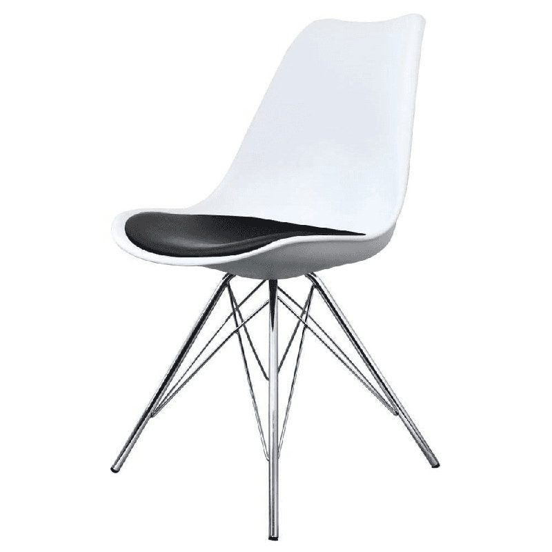 Topeka 45cm H Upholstered Side Chair, White/Black