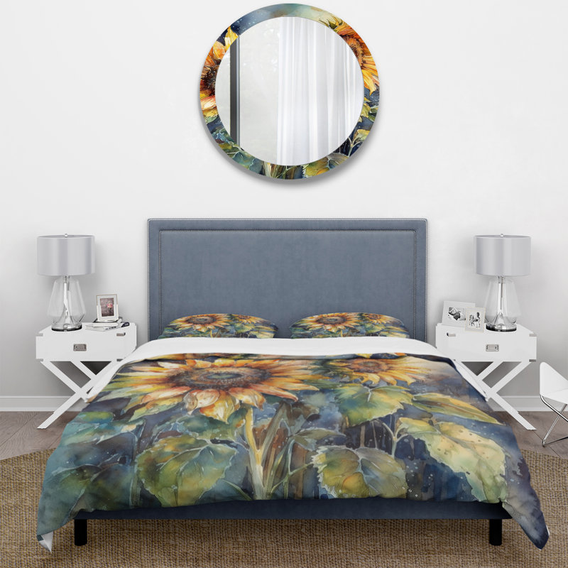 Ensemble de housse de couette en microfibre / polyester Yellow Sunflower Symphony II Bedding
