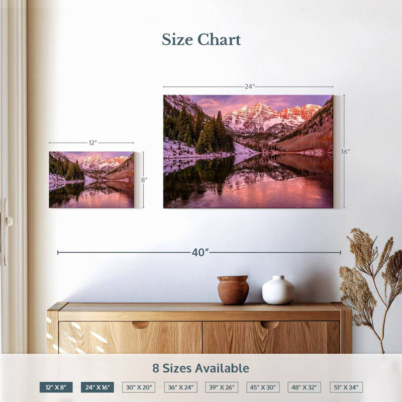 Alvord Maroon Bells, lever de soleil rose, H 16 po x l 24 po