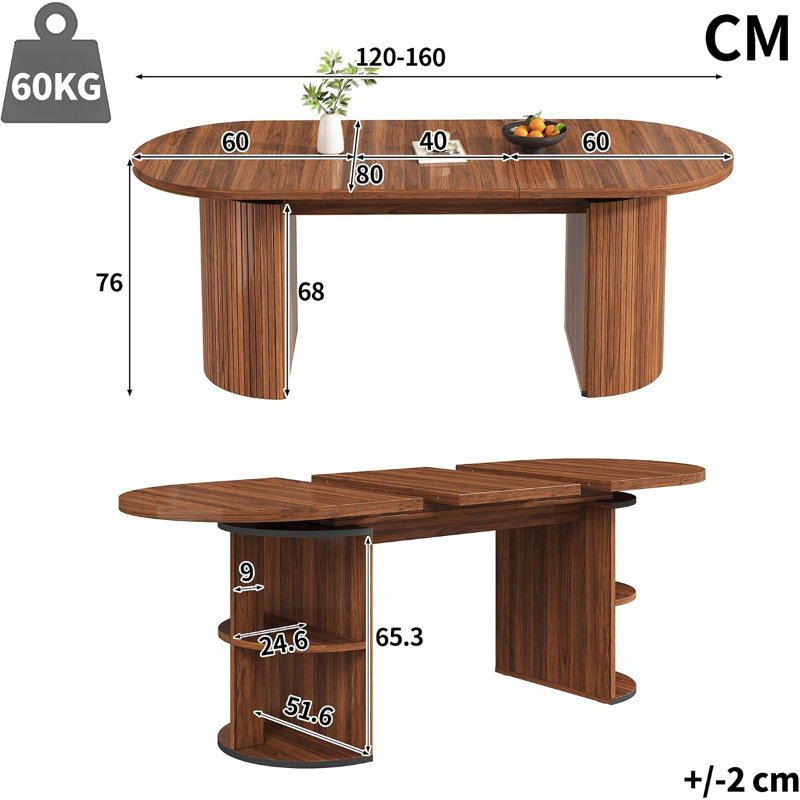 160 cm Dining Table, Walnut