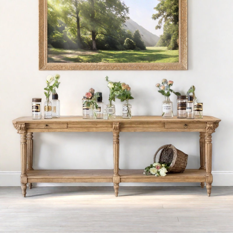 Console campagne rétro, H 33,86 po x l 78,74 po x P 19,69 po