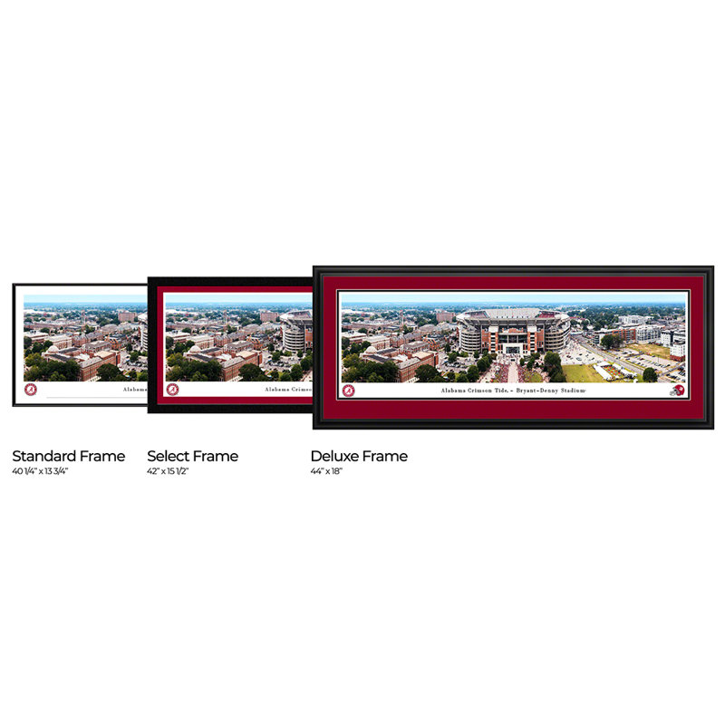 Alabama Football Stadium, impression panoramique, H 18 po x l 44 po x P 1,38 po, Cadre noir