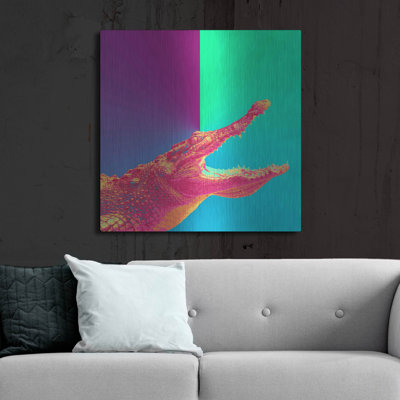 «Alligator Crush», art mural en métal
