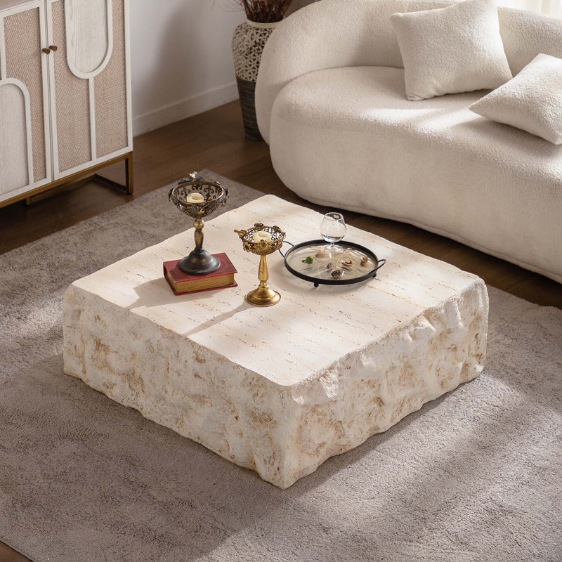 Table basse Canapé rétro en fausse pierre Tables basses pré-modernes Table basse beige pour salon Bureau