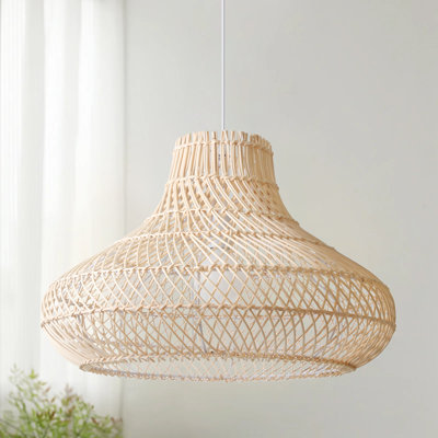 Natural Boho Basket Hand-Woven Rattan Pendant Light