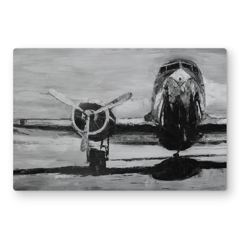 Grayscale Plane - Aviation Metal Print for Home Decor
