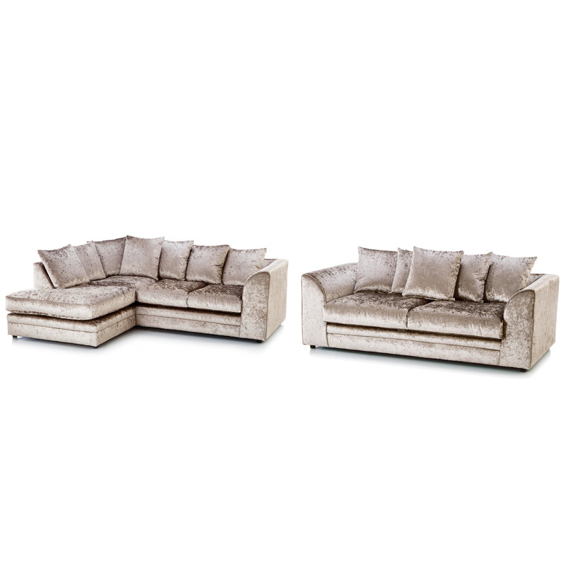 Romelia 2 Piece Velvet Standard Living Room Set, Left Hand Facing, Gold