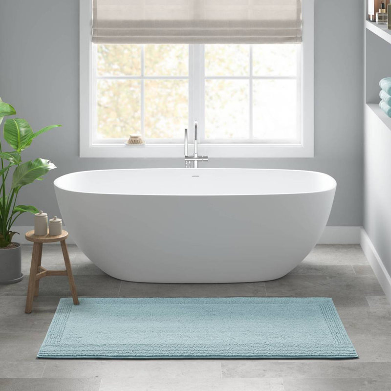 1 tapis de bain réversible 100% coton touffeté 3000 g / m² 24 x 60 po PCS, Bleu