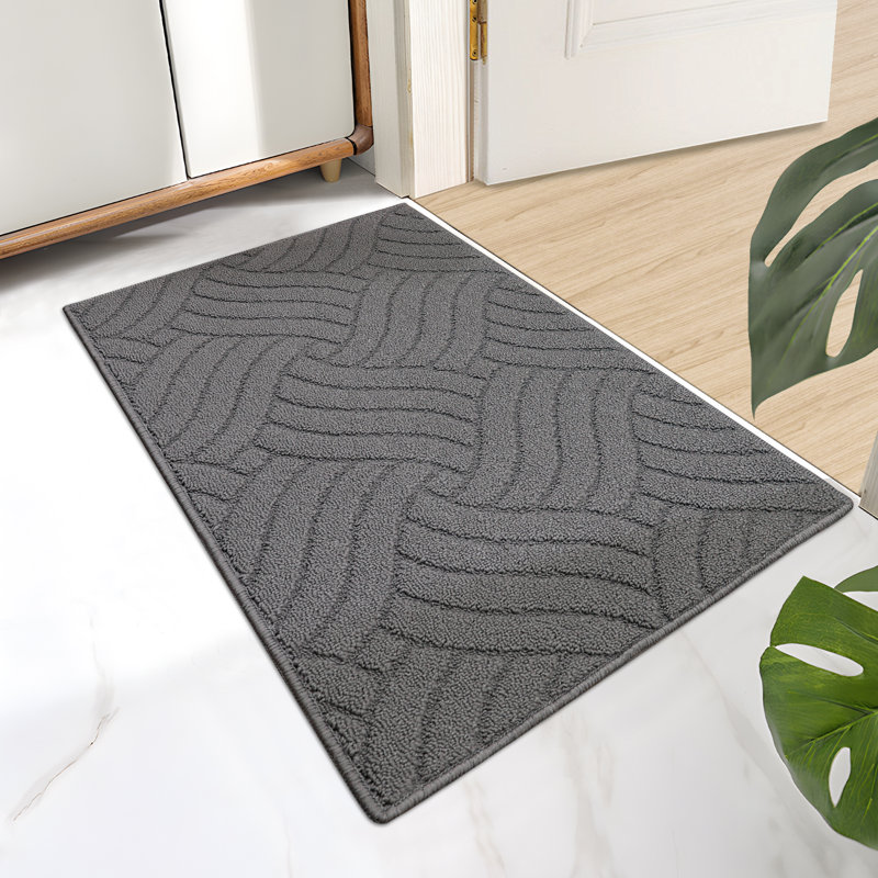 Paillasson intérieur antidérapant lavable à la machine, Gris, L 20 po x L 32 po