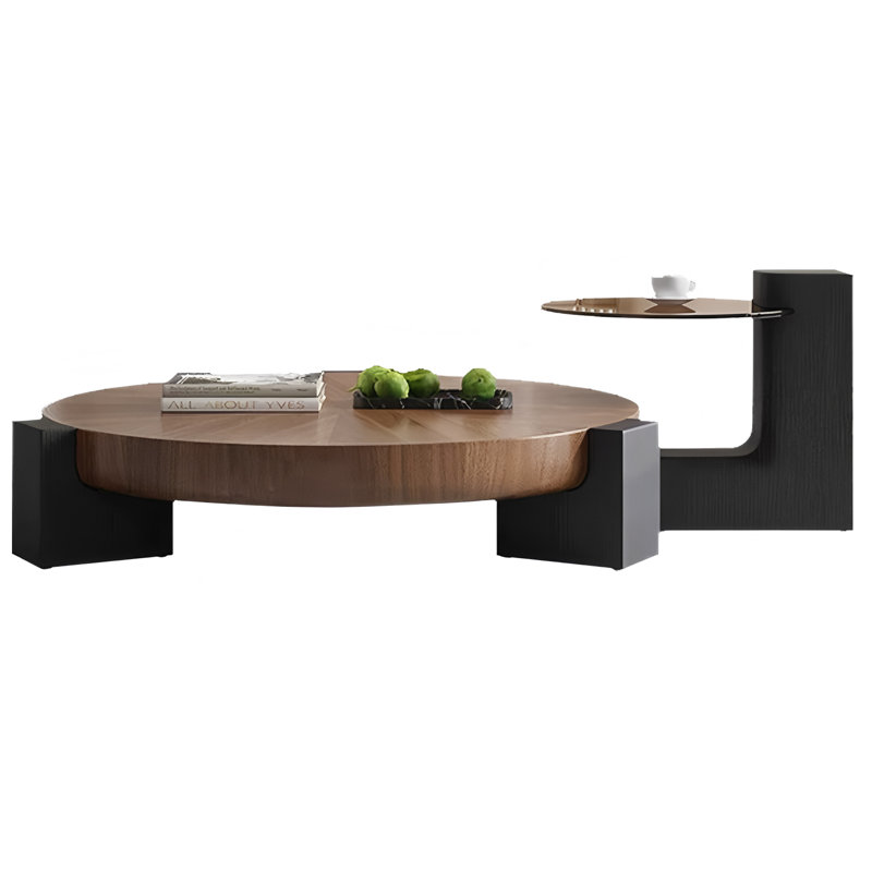 Kerween Atreu Modern Handmade Nesting Solid Wood Coffee Table, Round(Set of 2)