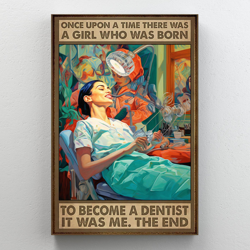 Une fille pour devenir dentiste, H 36 po x l 24 po x P 1,25 po