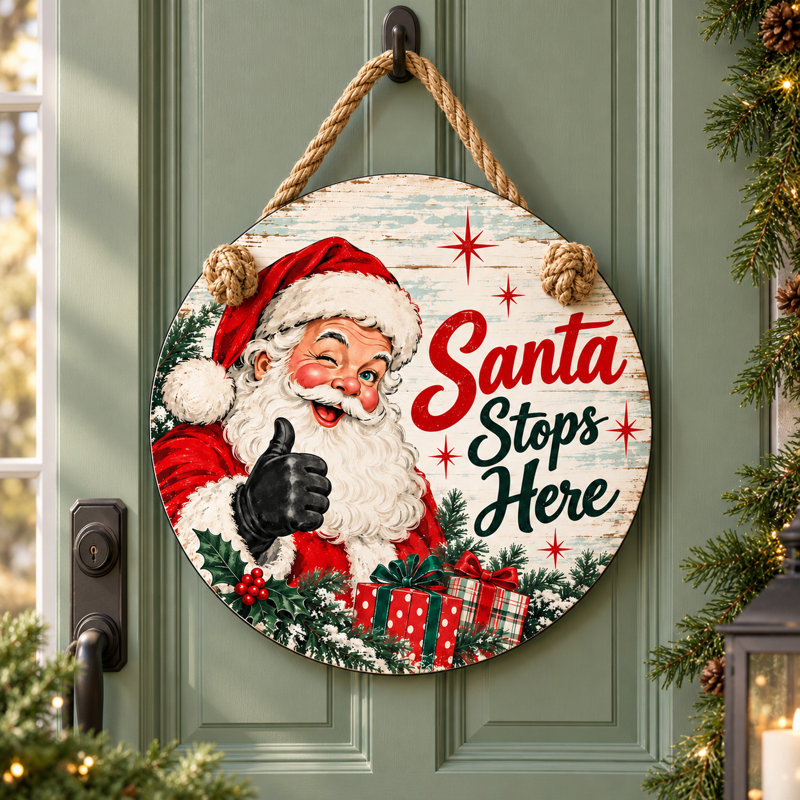 Crochet de porte de Noël rétro et résistant aux intempéries - 15,75 po