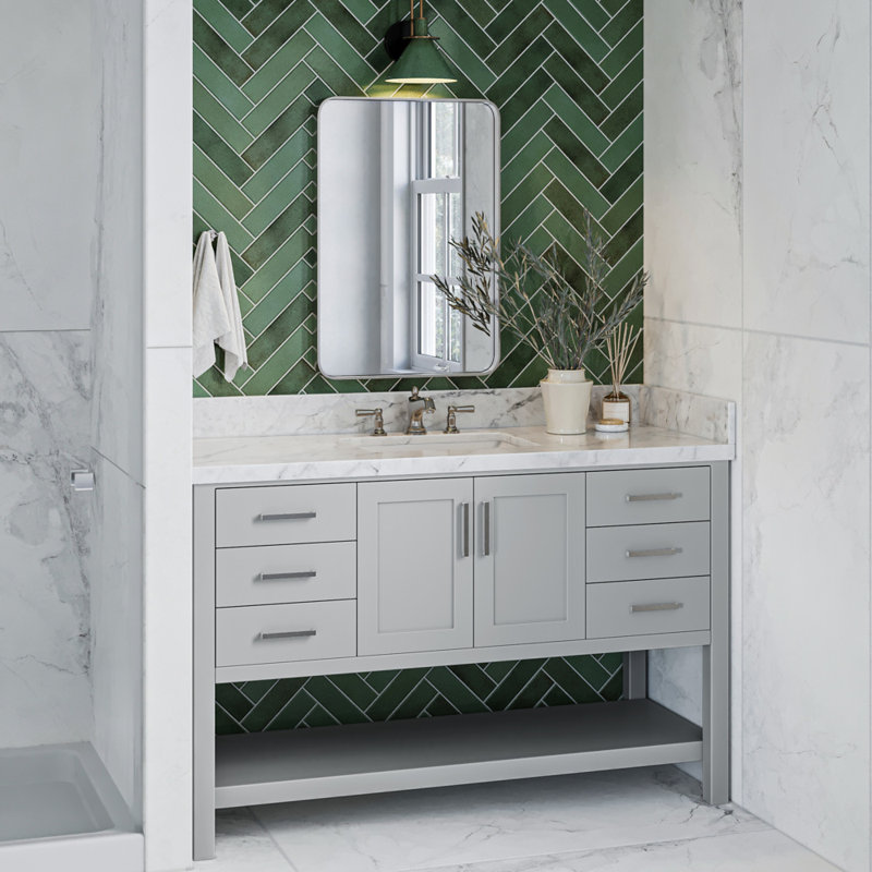 Base de meuble-lavabo simple 54 po Pawley seulement, Gris