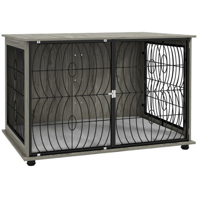 Dog Crate Furniture End Table with Cushion for Dogs