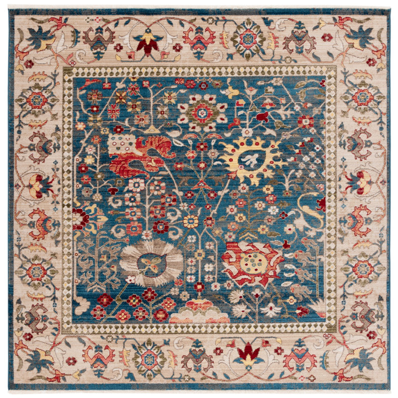 Tapis performance oriental Kurtz, Carré 8 pi, Blue/Tan