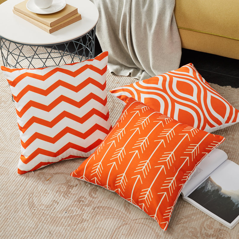 Printing Outdoor Square Pillow Cover, 16"L x 16"W, Orange