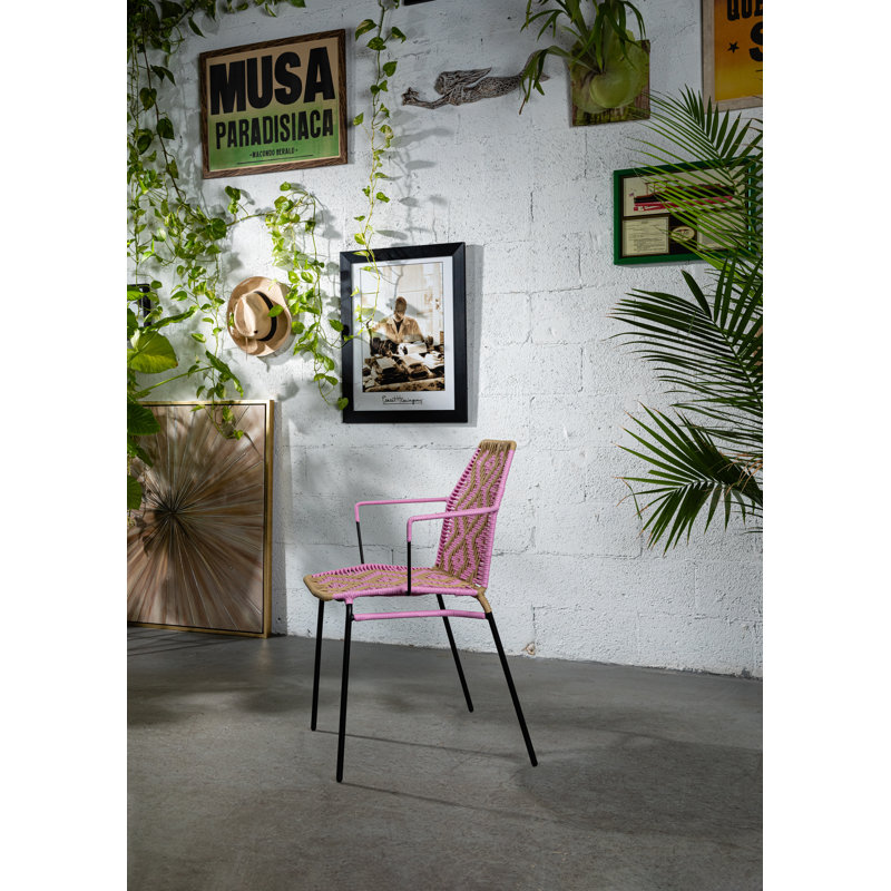 Chaise de salle à manger en métal, Rose