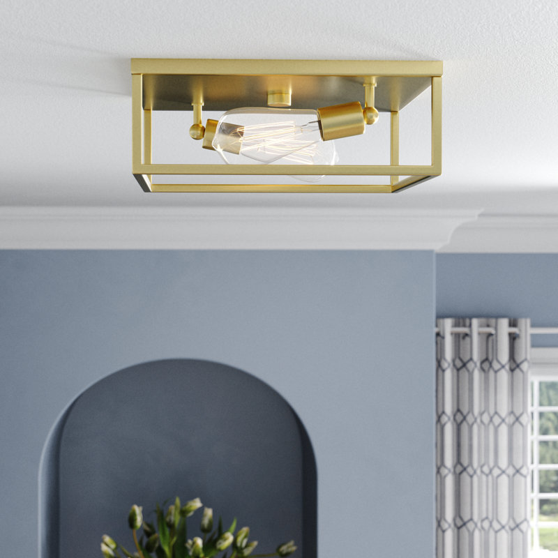 Plafonnier encastré 2 lumières Chaya, Laiton satiné