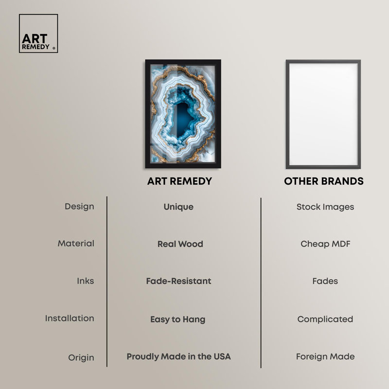 «Godeed Geode Eye Duo», art mural bleu par Art Remedy, Noir, H 16 po x l 11 po