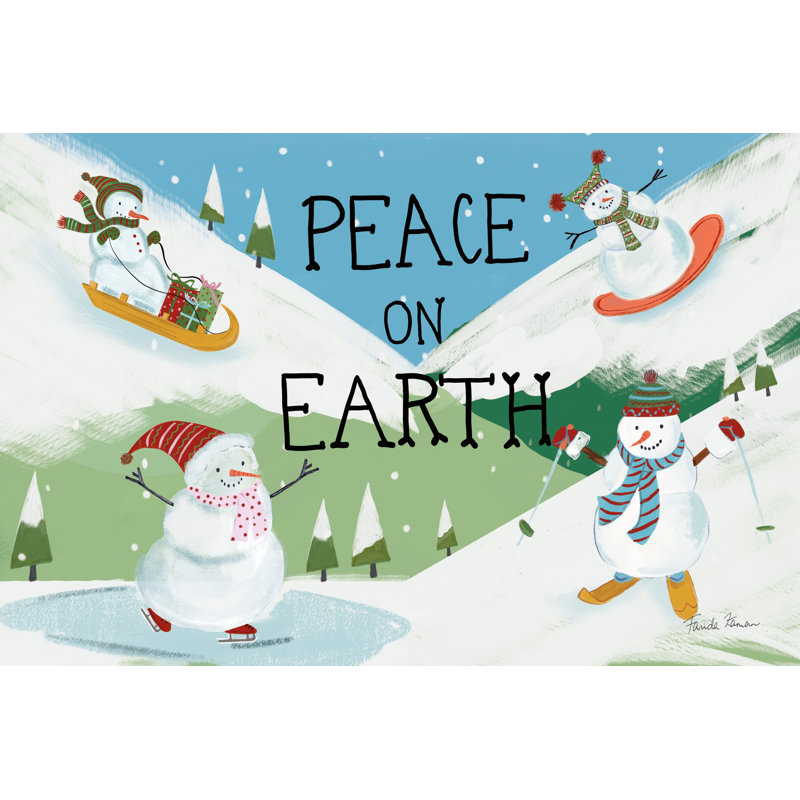 Snowman Snowday I - Wrapped Canvas Painting, 30cm H x 46cm W
