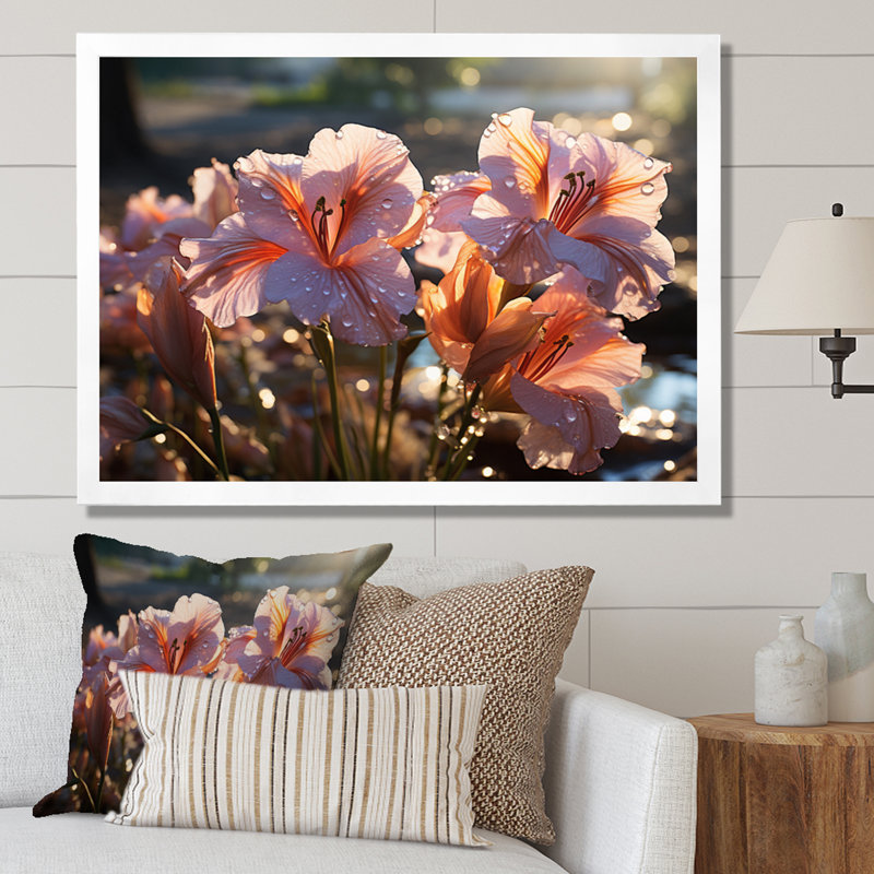 Pink Irises Field III, H 12 po x l 20 po x P 1 po, Cadre simple blanc
