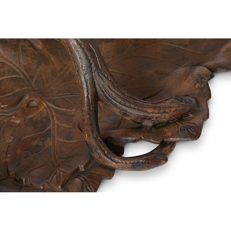 Cast Aluminum Grape Leaf Basket, 4.5" H x 20" W x 12.5" D
