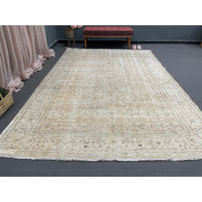 Tapis beige en laine Classic Patchwork 85,8 x 124 po