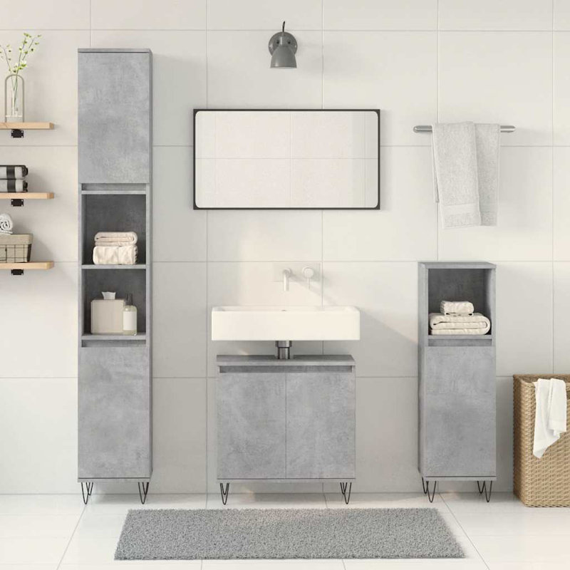Brynnleigh Bathroom Storage Furniture Set, Concrete grey