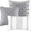Ensemble de literie pour très grand lit 7 pièces - motif gris. Comprend 1 édredon, 2 taies décoratives, 3 coussins et une jupe de lit. , Noble Taille. Fascinant décoratif