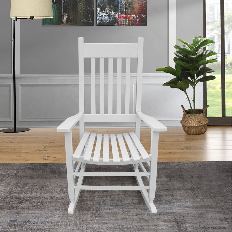 Chaise berçante en bois sans tapis, Blanc