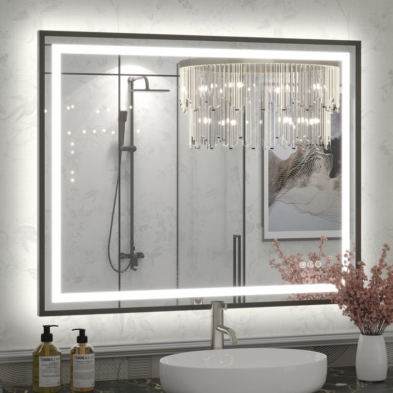 Miroir de salle de bain Molly Framelss, 40 po x 32 po, Noir