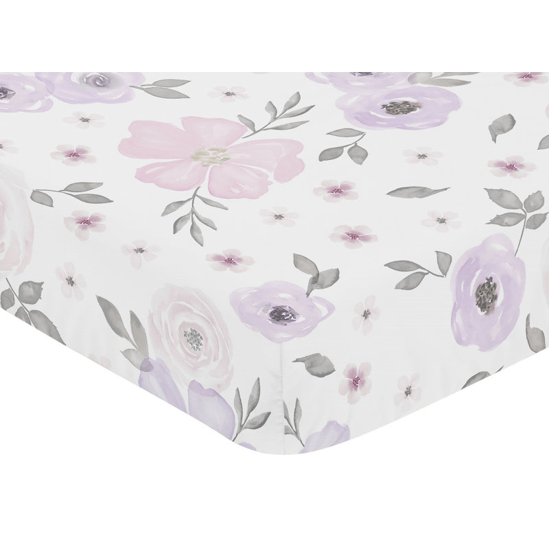 Drap-housse pour lit de bébé aquarelle, Lavande / mauve / rose