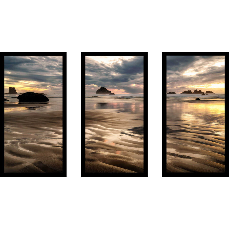 Pacific Low Tide par Andy Amos - ensemble de 3 reproductions de photos sur acrylique, L 52,5 po x H 33,5 po x P 1 po