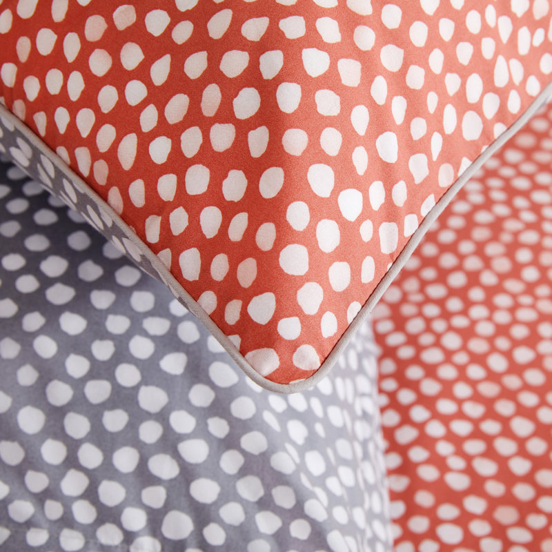 152 Thread Count Polka Dots 100% Cotton Percale Pillow Case, Orange